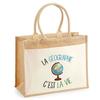 Beach Bag - PLANETEE - Jute with Pocket Geography It's Life - Natural Cotton - Multicolored - 43x33 Cm