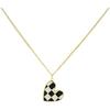 Chic Black & White Plaid Heart Titanium Steel Necklace for Women - Trendy European & American Fashion Jewelry 