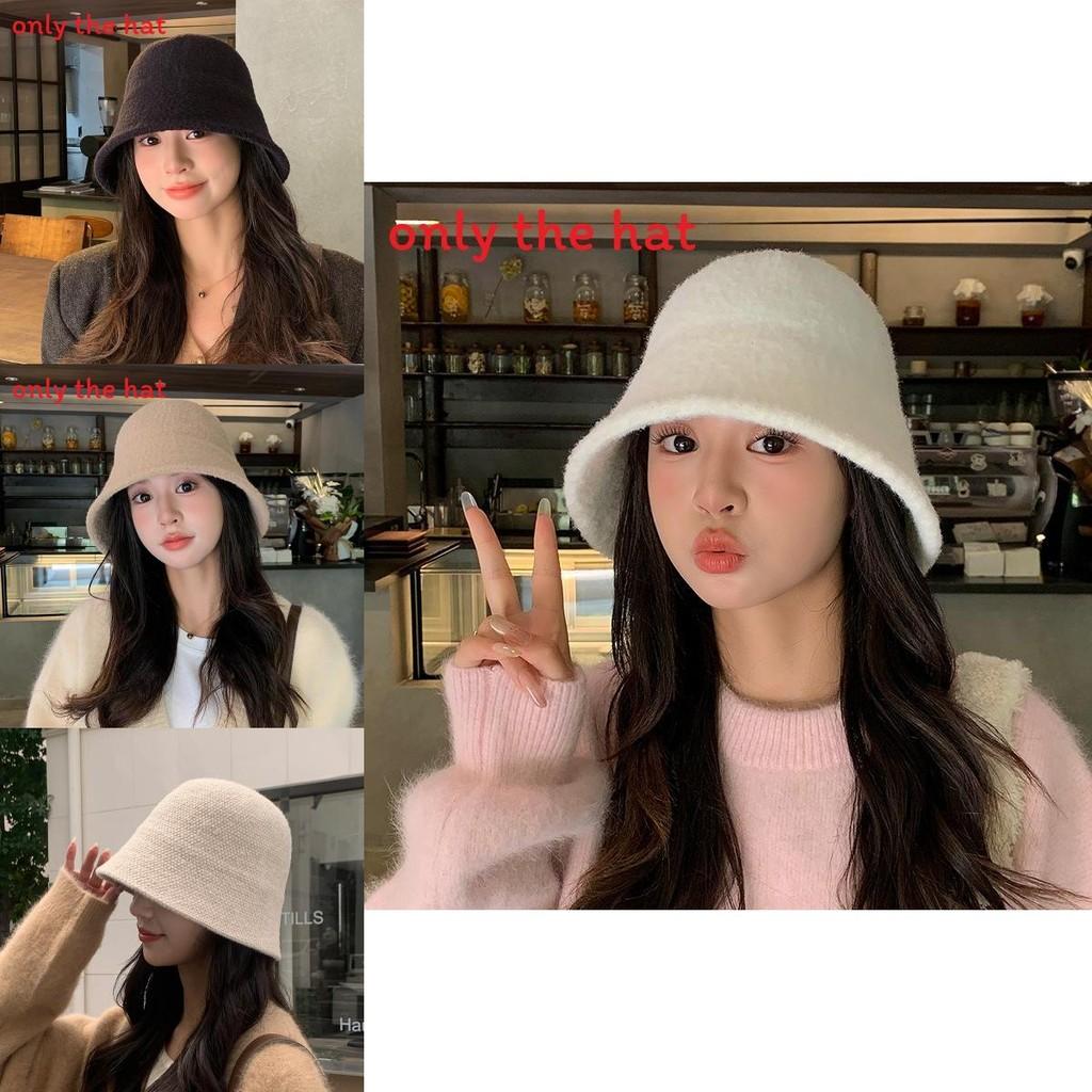 Solid Color Bucket Hat For Women Winter Korean Style Warm Sun Protection Cap For Casual Fashion