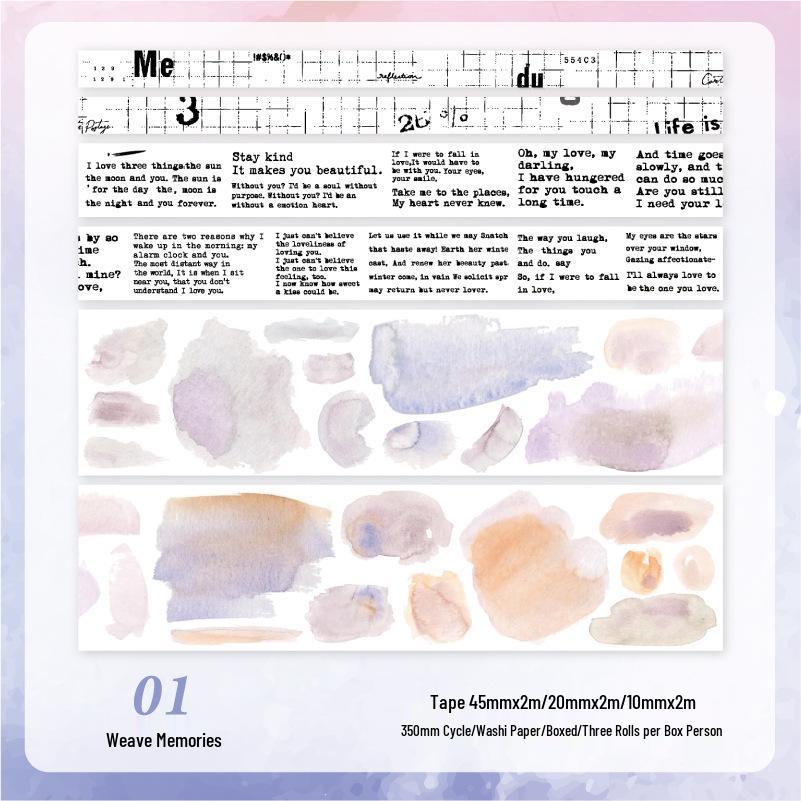 Twilight Series Watercolor Washi Tape: 4 Types for Planner Decoration
