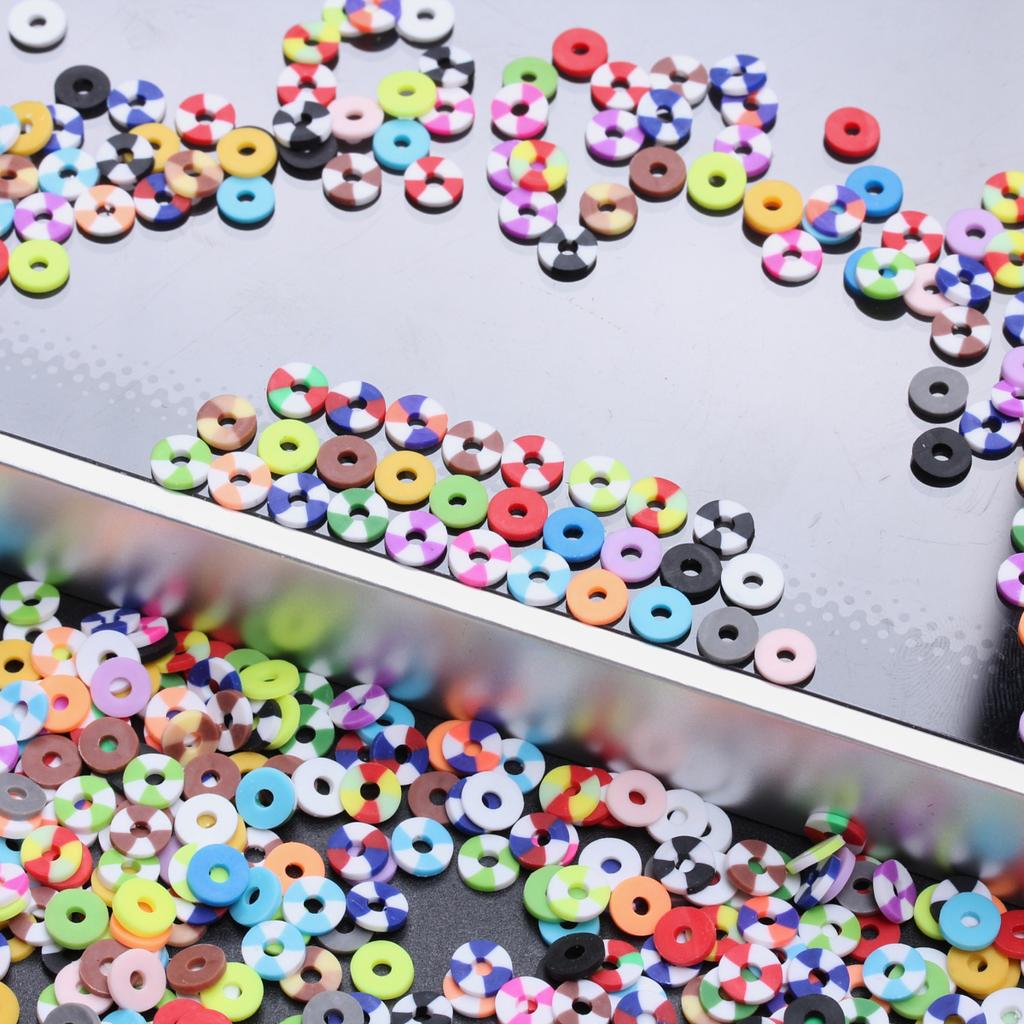 New Matching Color Gasket Loose Beads Making Flat Keychains DIY Materials Round Bracelet 200Pcs 6mm Jewelry Accessories for Keychains Polymer Clay
