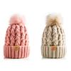 Women's Winter Warm and Thick Knitted Hat, with Fleece Lining Inside, Two-piece Set