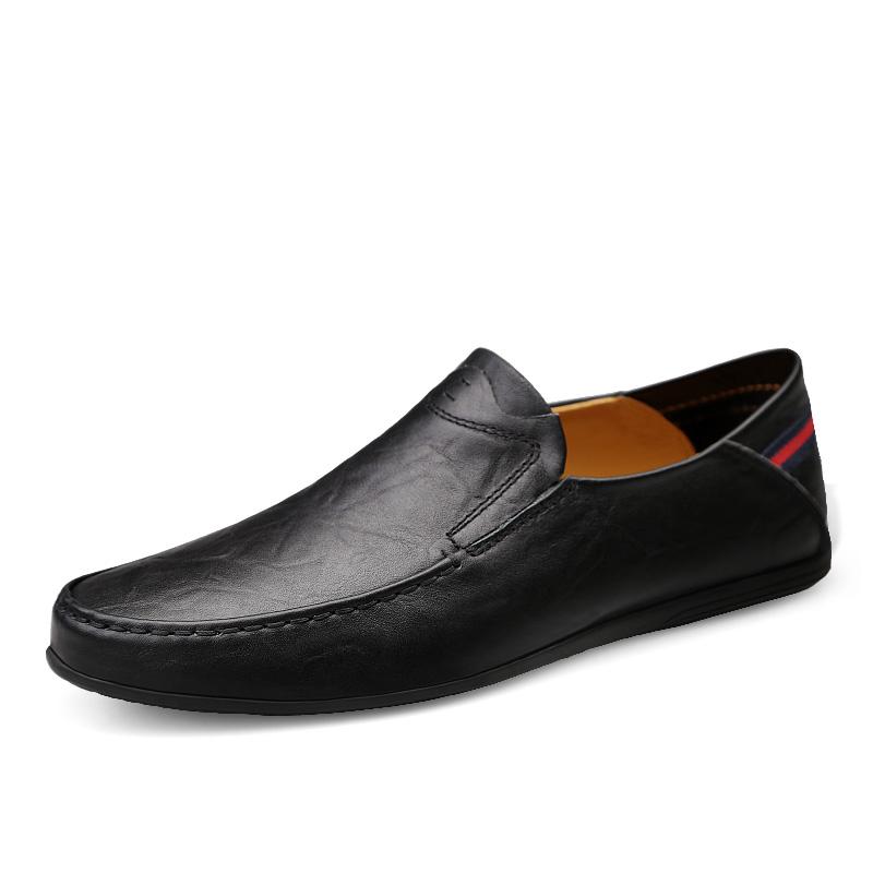 Fashion Classic Business Shoes Genuine Leather Mens Slip on Flats All-match Male Comfortable Loafers Casual Shoes Soft-Soled Moccasins