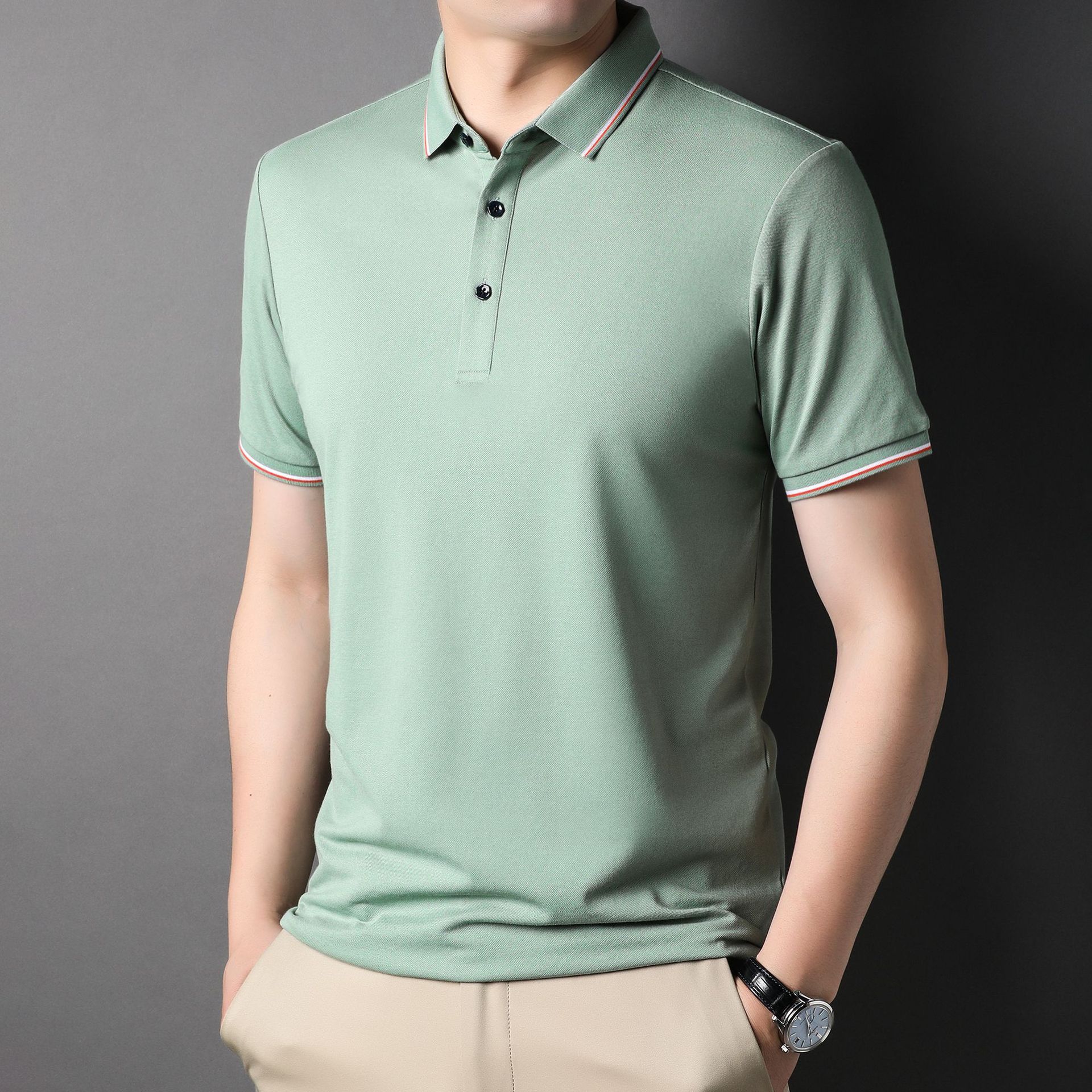 

Футболка с лацканами для молодых отцов, летняя хлопковая, мужская, для молодежи и среднего возраста, летняя, с короткими рукавами, поло XL