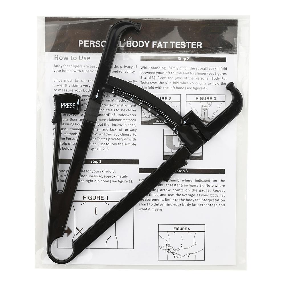 Black Plastic Handheld Body Fat Caliper  for Men / Women, Portable Body Fat Measuring Tape