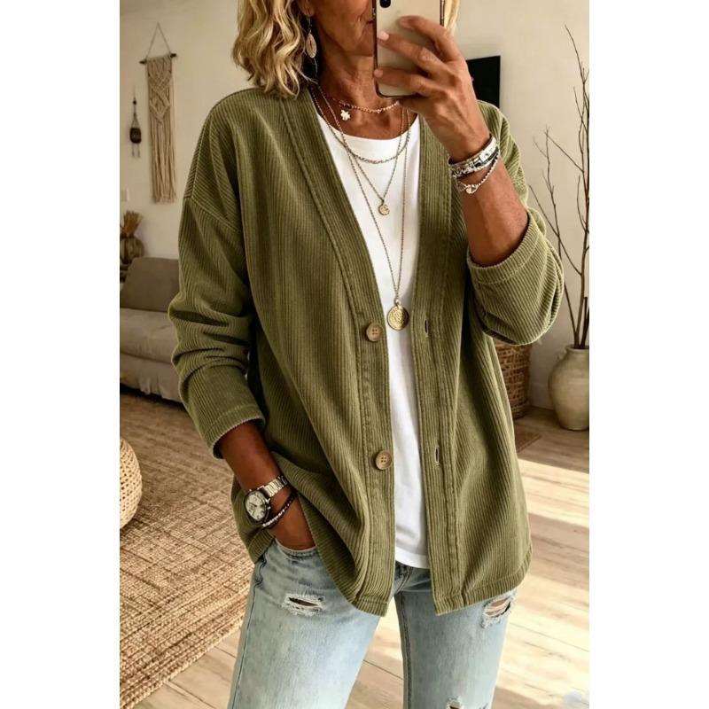 Women S Long Sleeve Solid Button Cardigan Casual Outerwear