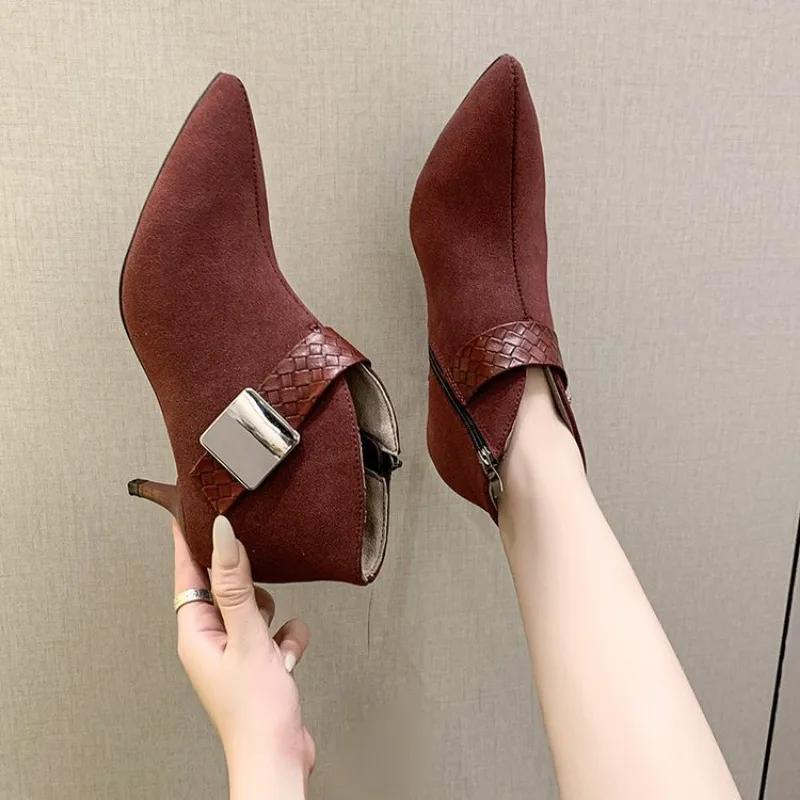 Téli Új Női Stiletto Magassarkú Csúcsos Rövid Csizma Őszi Koreai Bokacsizma Népszerű Nőknek