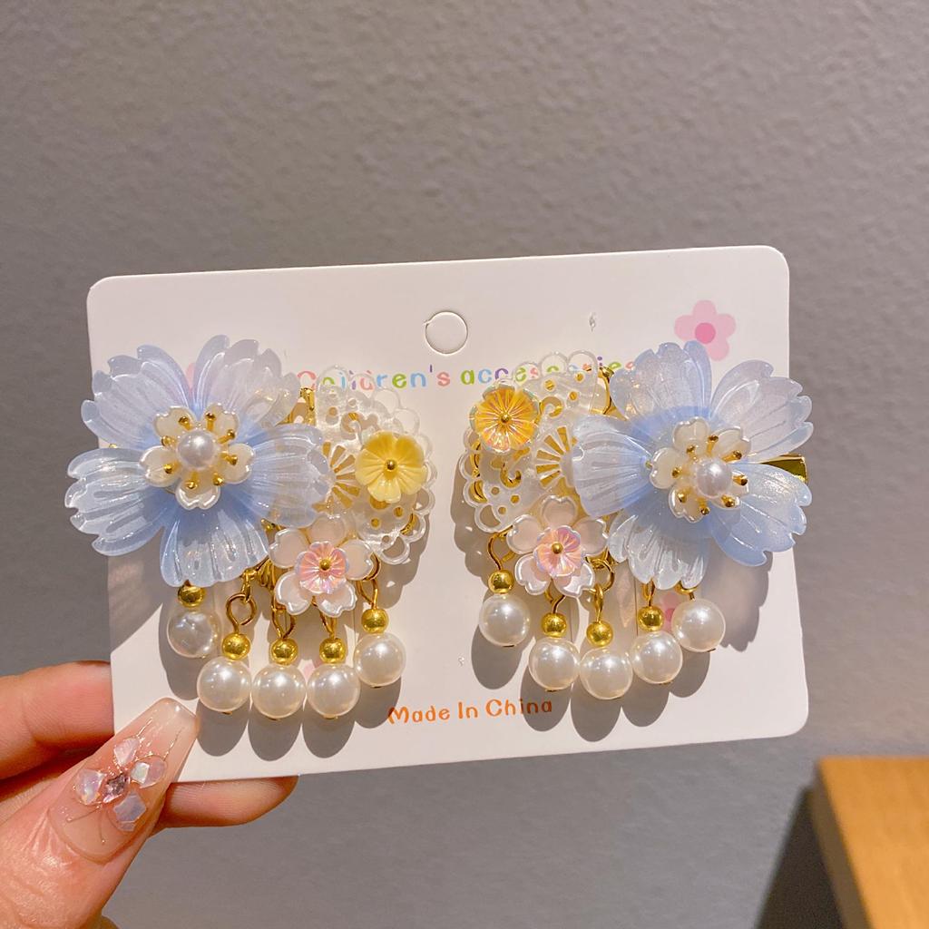 Haarspangen mit Prinzessinnenblumen-Quasten im antiken Stil für Mädchen