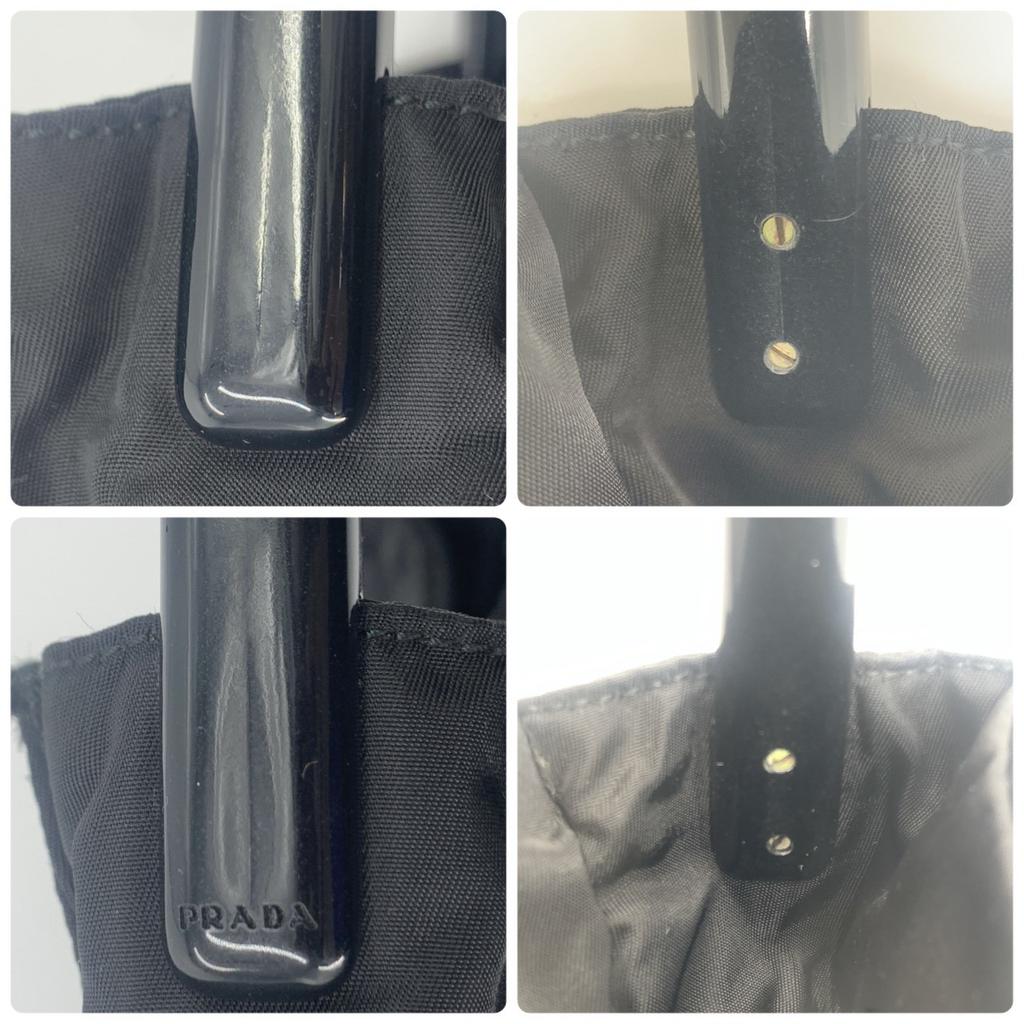 Prada Handbag Tote Shoulder Bag Tessuto Nylon Single Semi Shoulder Plastic Handle Arm Black
