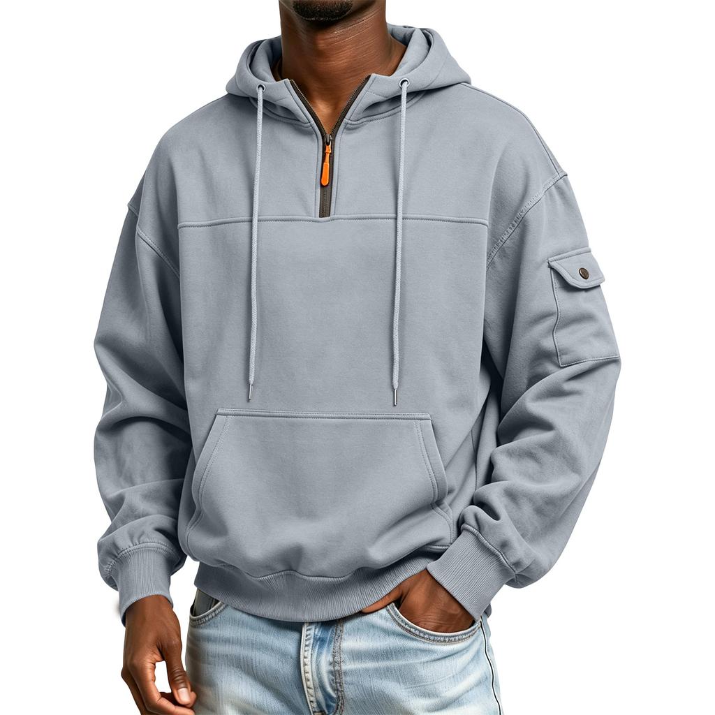 Men's Hooded Sweatshirt with Arm Pocket, Long Sleeve Pullover for Casual Everyday Wear
