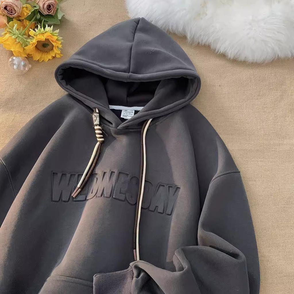 Sweater Men's Plus Velvet Thickening Autumn and Winter Fashion Loose Hooded Large Size  Top Ins