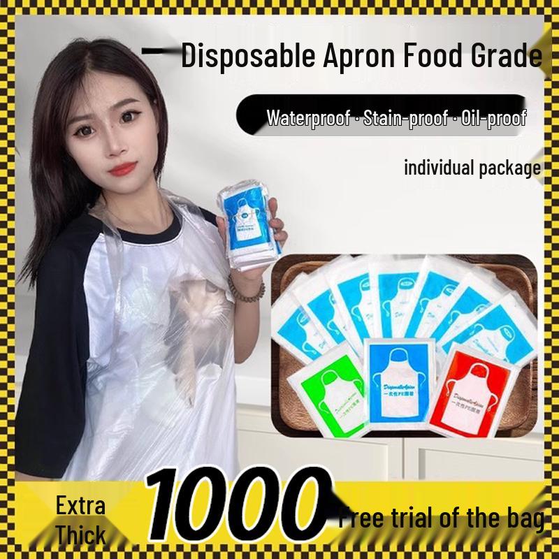 Disposable Catering Apron, Adult PE Bib to Prevent Stains for Eating, Hot Pot, Barbecue Trial Pack*3 packs