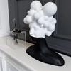 Abstract Figure Sculpture Black and White Mosaic Woman Figurine Human Head Statue Home Decoration Resin Handicraft Ornaments