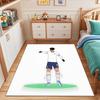 Footballer Illustration In Mask Outfit Patterned Carpet, Suitable As a Non Slip Play Mat for the Living Room and Bedroom Sofa