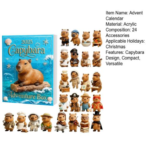Vánoční přívěsek Kreslený tvar kapybary Ozdoba 24 dní Vánoční odpočítávací kalendář Slavnostní sváteční dekorace
