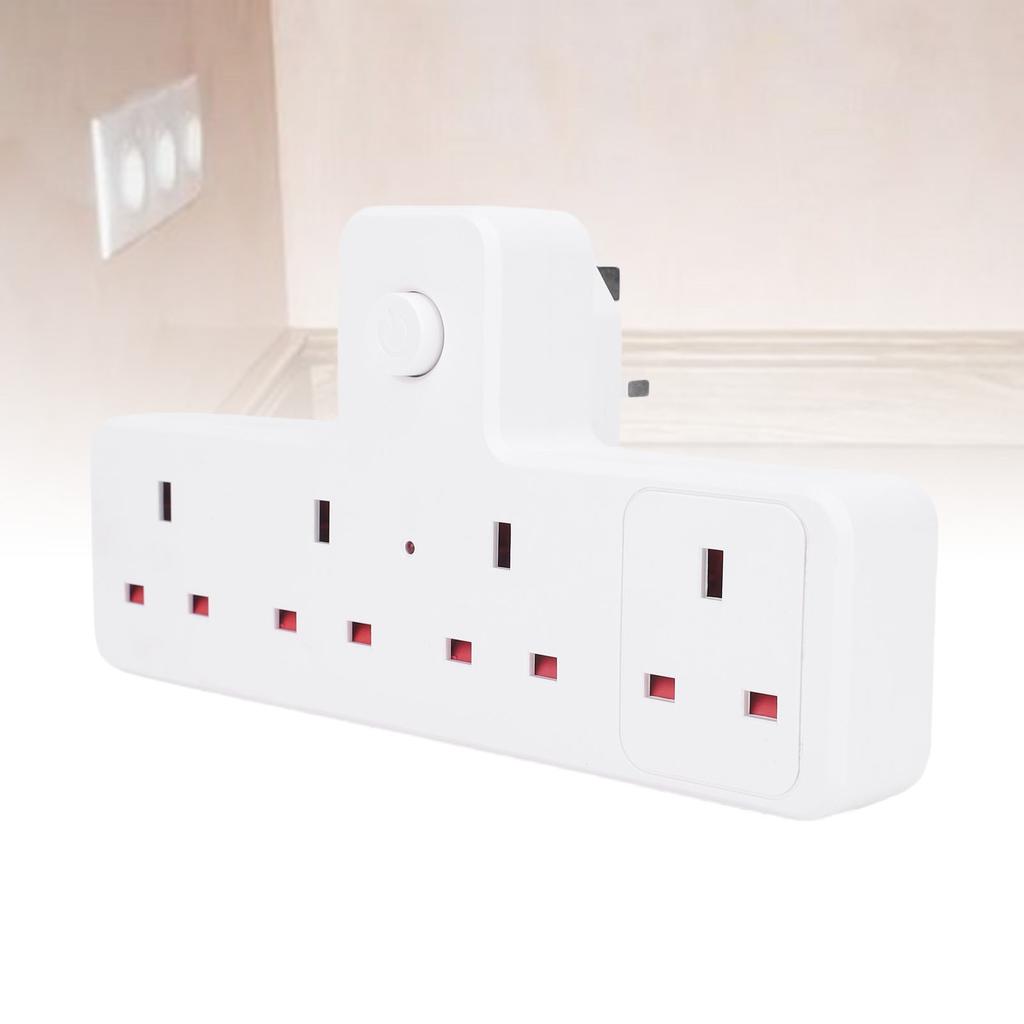 Outlet Extender 1 to 4 Multi Plug Wall Splitter 2500W 13A Multifunctional Power Strip with 75N     Door for Home