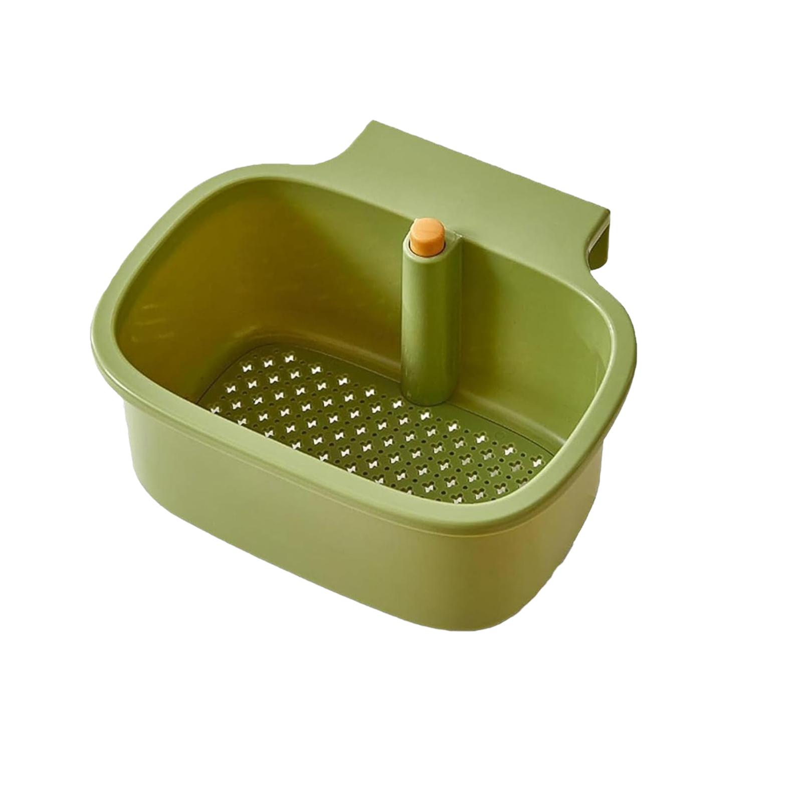 

Hanging Sink Drain Basket Press-Type Multi-Functional Food Residue Separator No-Dirty-Hand Residue Disposal Organizer зелёный