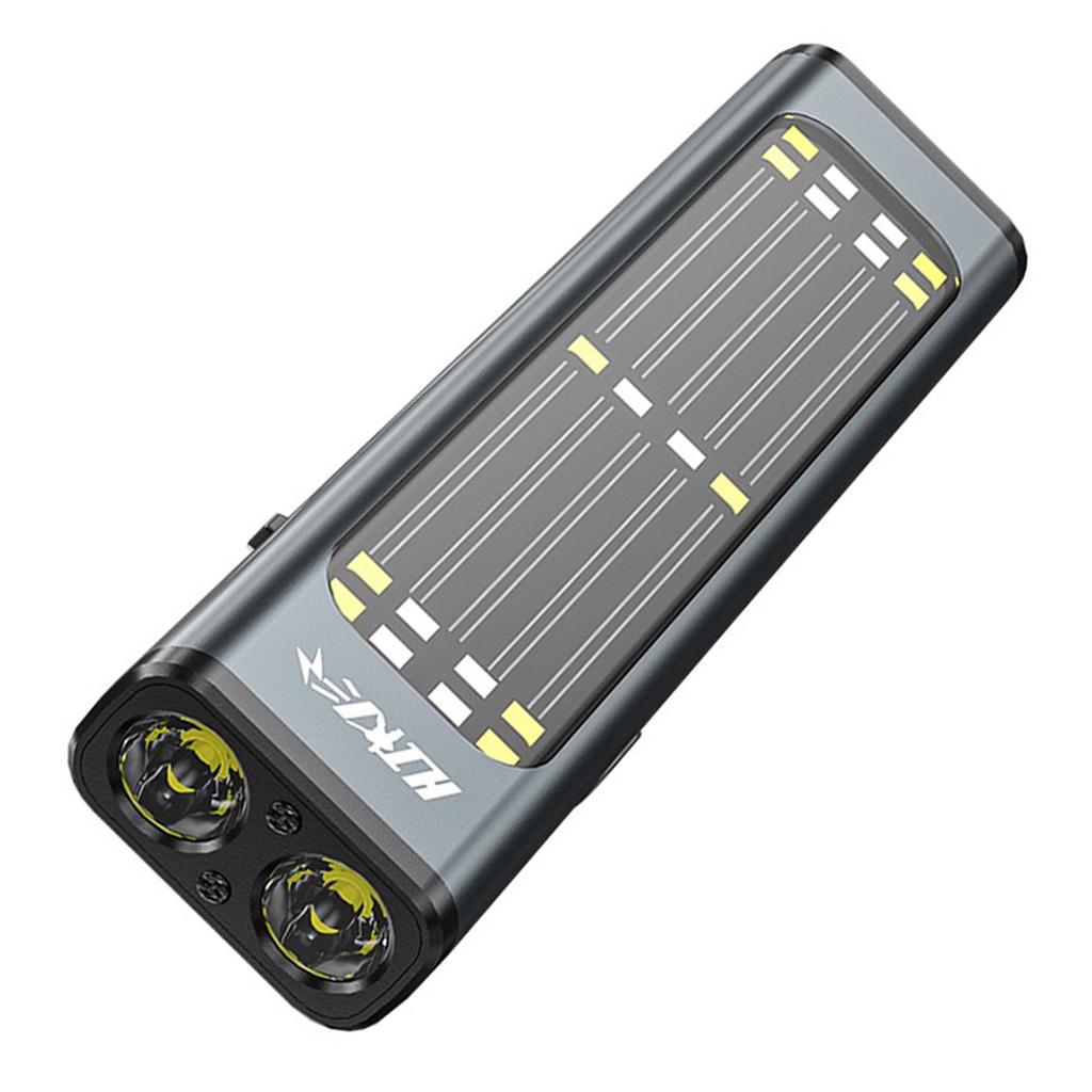 Flat EDC Flashlight Solar Rechargeable 7-Mode Slim Pocket Flashlight with Magnetic Base & Clip for Working Camping Repairing
