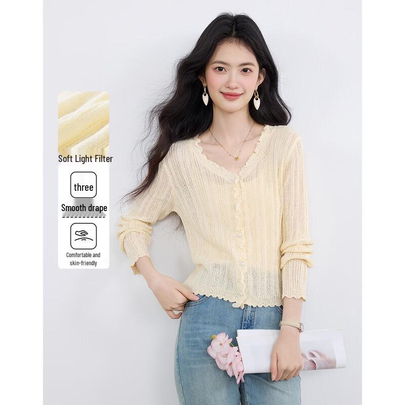 Women s Lace V-Neck Pearl Button Cardigan S