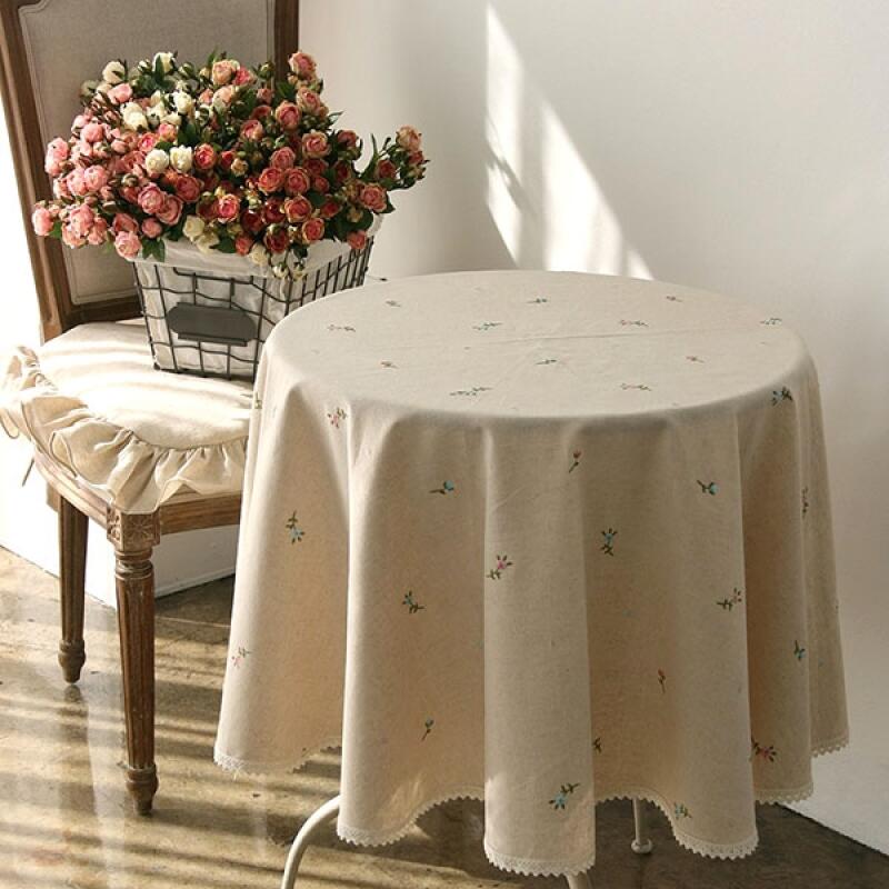 Luce embroidery round tablecloth One color