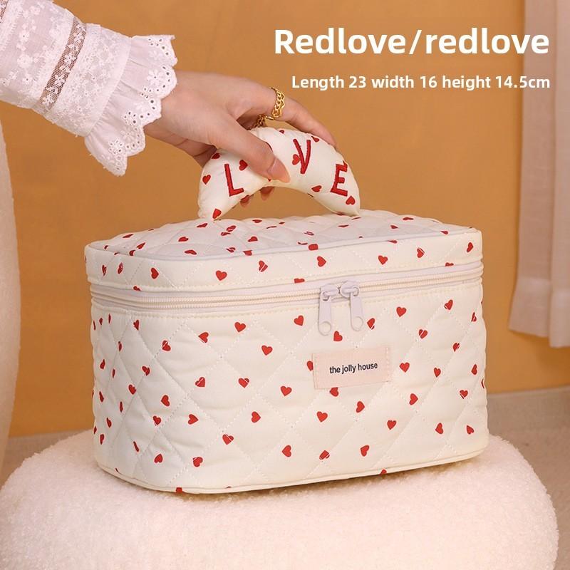Polyester Heart Pattern Travel Makeup Bag With Breathable Storage For Women
