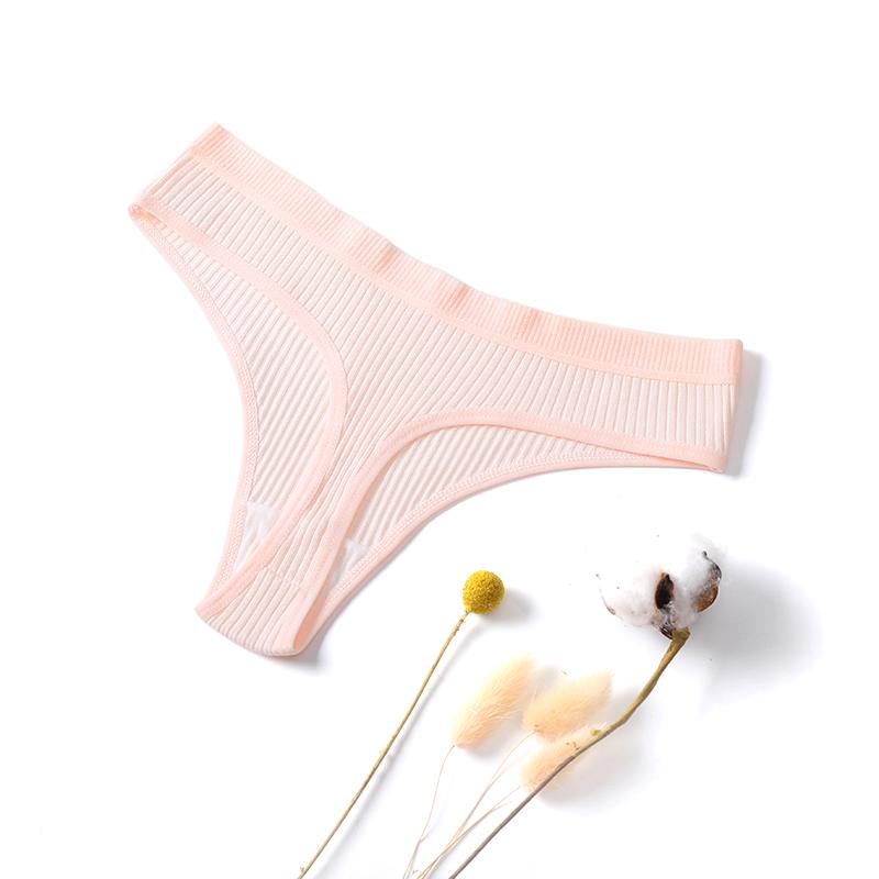 

Женские трусики бесшовные рубчатые стринги с низкой посадкой удобные хлопковые G-стринги однотонное нижнее белье женское белье XL розовый