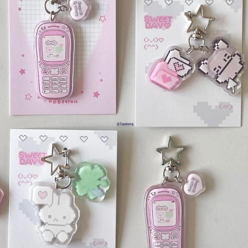 

Милый пиксельный кулон-брелок с кроликом и кошкой и клевером - Креативный аксессуар для рюкзака, подарок для лучшего друга Single Rabbit