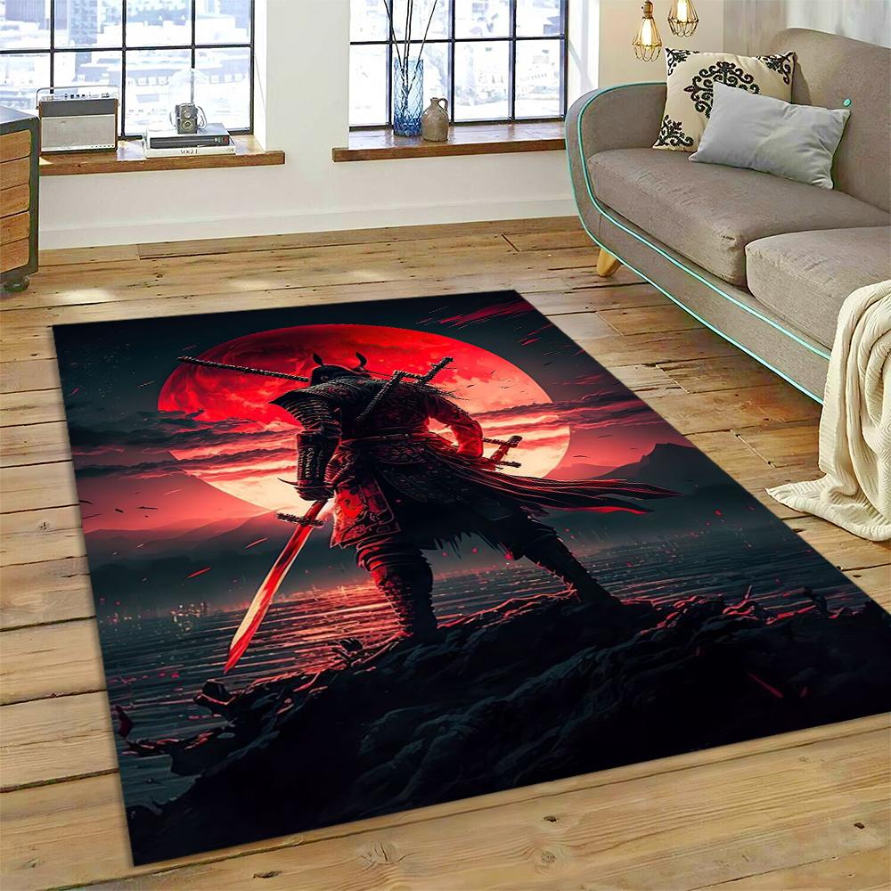 3D Japanese Samurai Bushido Katana Cartoon Game Carpet Rug for Living Room Bedroom Home Sofa Decoration,kids Non-slip Floor Mat