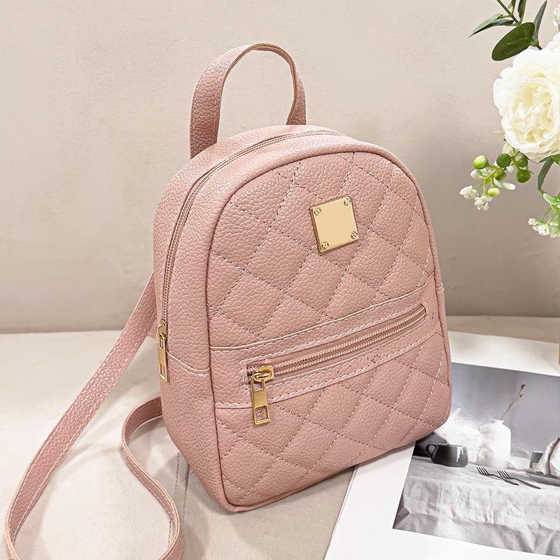 Diamond Lattice Embroidered Small Backpack Korean Small Schoolbag Women's Backpack