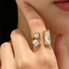 Vintage Minimalist Gold Color CZ Rings For Women Cute Cat Cute Hollow-Out Cat Anillos Flower Ring Jewelry Gift Summer Waterproof
