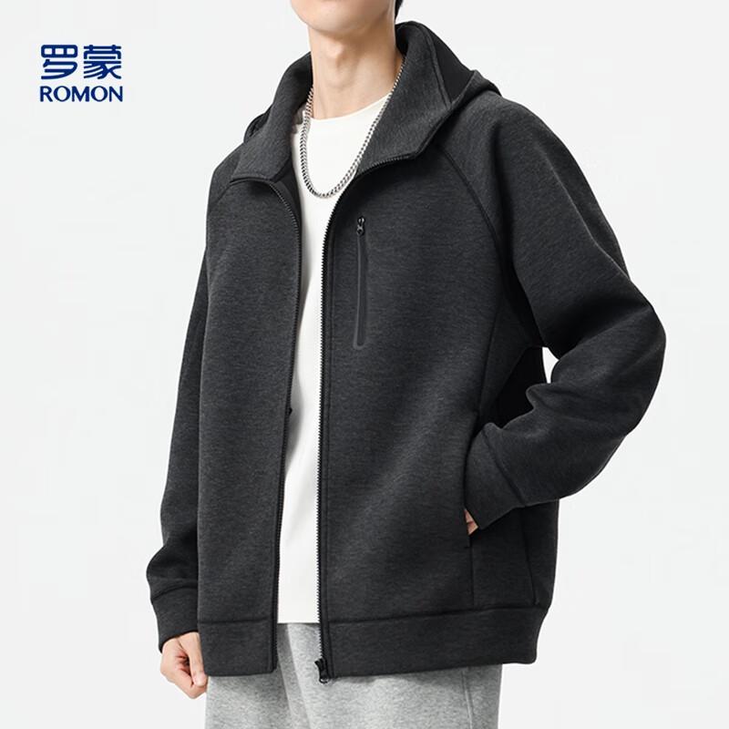 ROMON Men's Fleece Lined Air Layer Hooded Cardigan Jacket