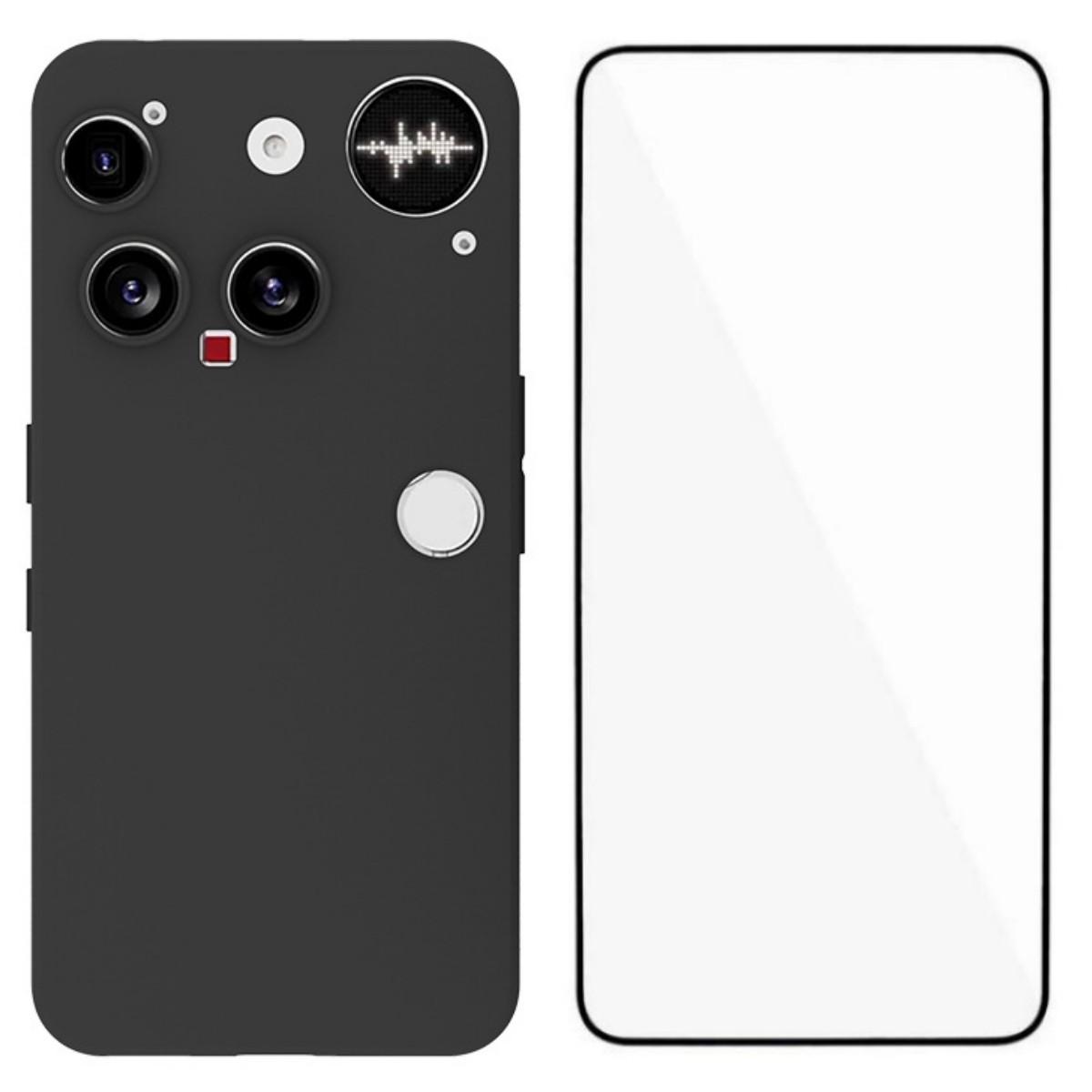 

For Nothing Phone (3) 5G TPU Case WANLONFENG MS Series Matte Back Cover with Tempered Glass Black