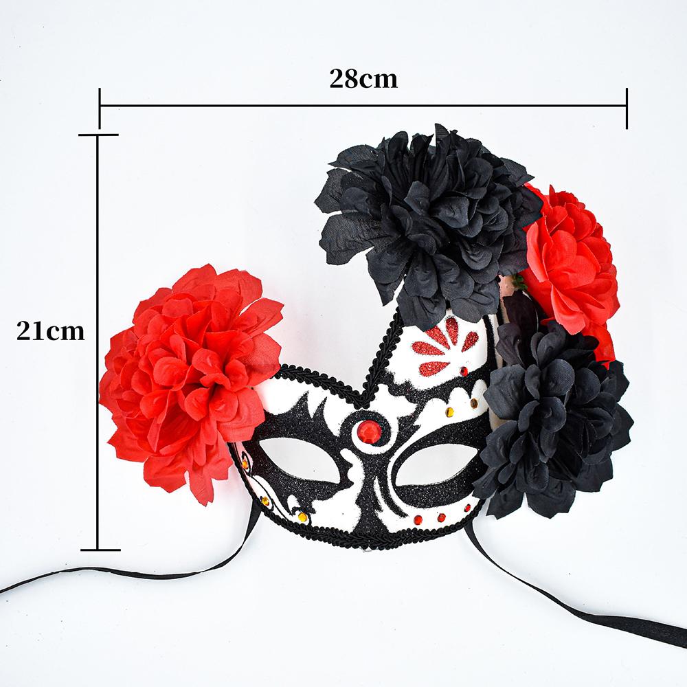 Mexico Day of the Dead Masks for Masquerade Balls Halloween Masks With Fire Devil Flowers Cosplay Performance Carnival Party