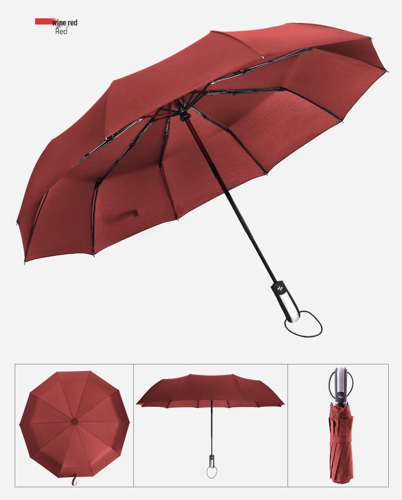 Men's XL 10-Rib Dual-Use Automatic Folding Umbrella for Sun & Rain