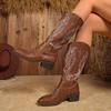 Herbst Winter Neue Damenstiefel Kniehohe Cowboy Ritterstiefel Frau Langer Schaft Stickerei Retro Botas Mujer Bottes Femmes