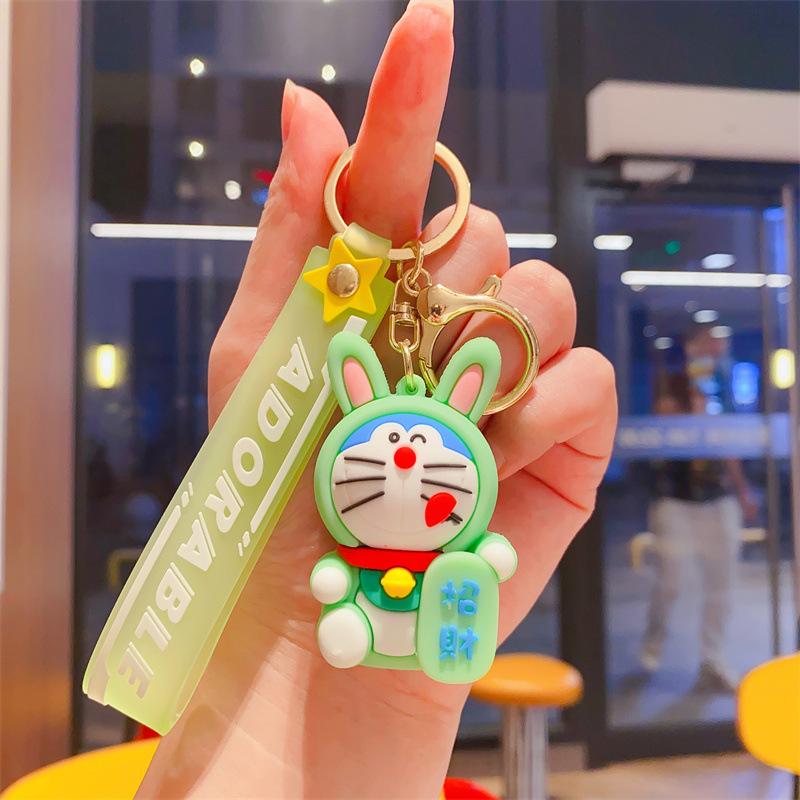 Cute Lucky Jingle Cat Doraemon Keychain Bag Pendant Car Keychain Gift