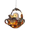 Halloween Reading Ghost Suncatcher Decoration Hanging Chair Cartoon Ghost Stained Glass 2D Flat Acrylic Wall Window Hanging Sign Ornament
