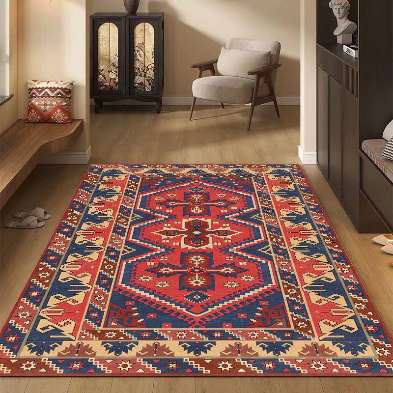 Vintage Floral Print Area Mat - Foldable, Distressed Design, Machine Washable, Non-Slip Rubber Backing, Perfect for Bedroom, Living Room, Dining Room