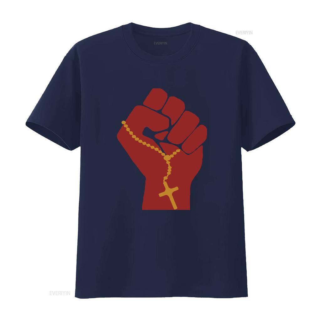 Liberation Theology Raised Fist Radical Christianity Christian Protest Social Justice Leftism Socialism T Shirt vintage Washed