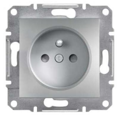 Asfora Socket 2P+Pe With Shutter Without Frame, Aluminum Eph2800261