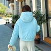 Women Autumn Winter Warm Thickened Cotton Padded Hooded Coat Solid Color Outwear Jacket