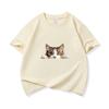 Kids Cotton T Shirt Peeking Domestic Shorthair Cat Graphic Crew Neck Short Sleeve Tee Casual Breathable Boys Girls Summer Tops