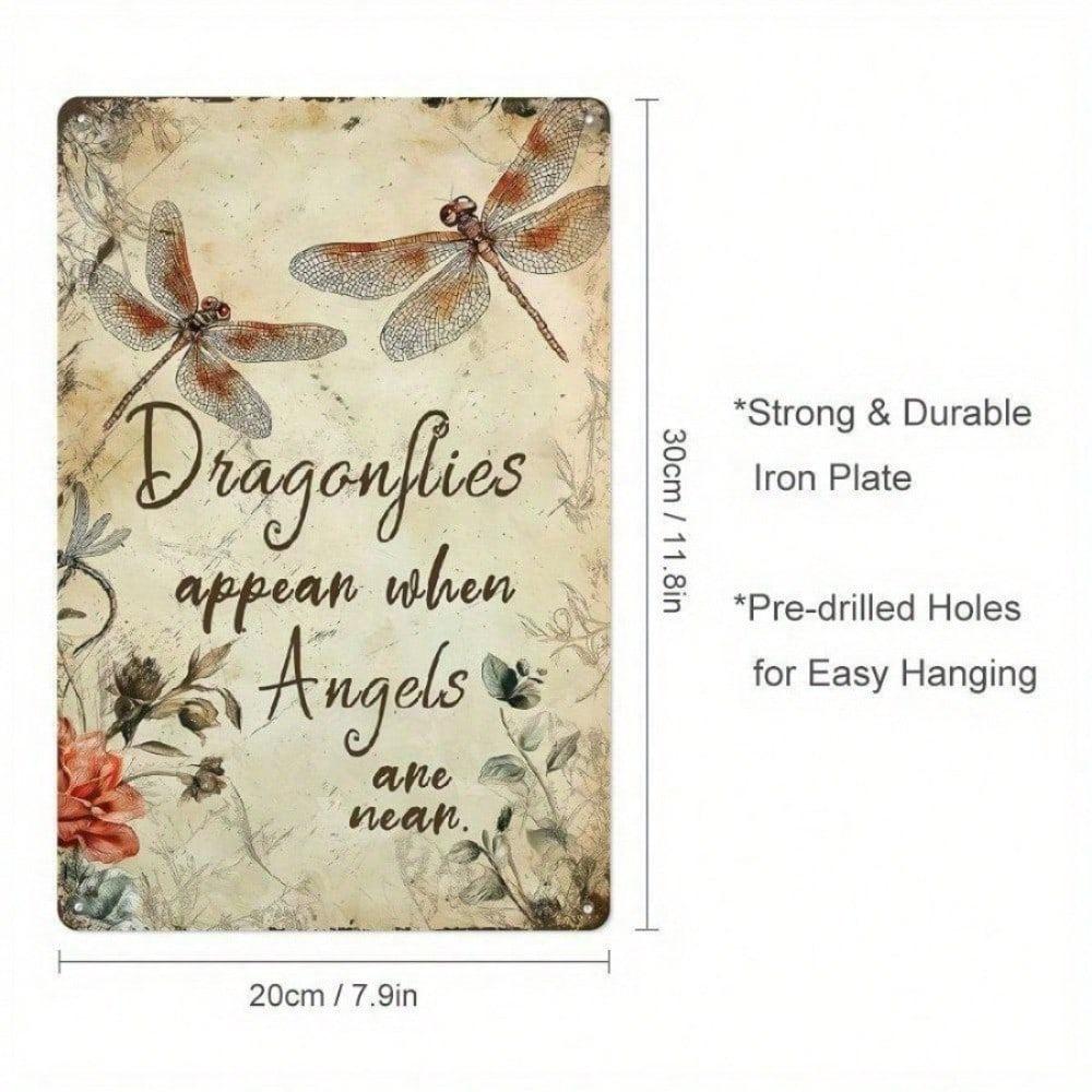 Vintage Dragonfly Metal Art Wall Sign Rustic Decor for Garden Patio