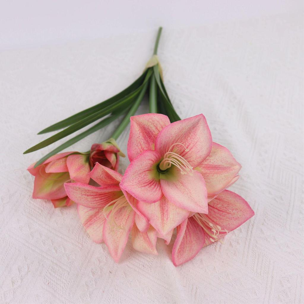 Künstlicher Ritterstern Cymbidium mit Blättern - Dekorative Kunstblumen für Zuhause, Wohnzimmer und Esstisch