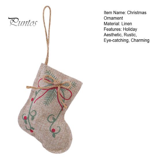 Five Pointed Star Tree Toppers Burlap Christmas Ornaments, Rustic Linen Fabric Hanging Decoration, Ball Stocking Farmhouse Ornaments Shaped