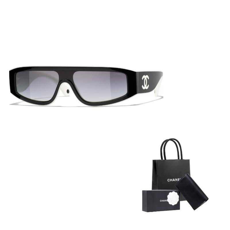 Chanel Unregelmäßige Rahmen Acetate Sonnenbrille Unisex Sonnenbrille Schwarz CH6057-1656/S6