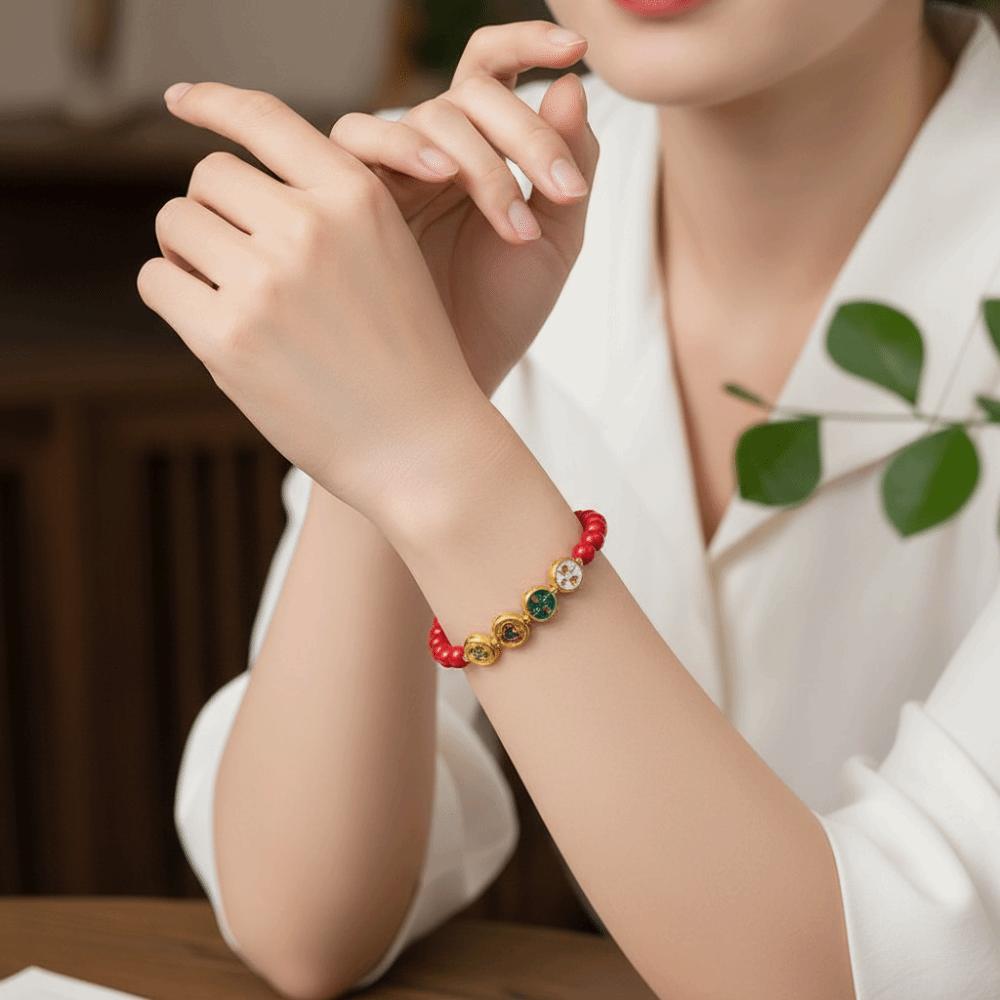 High-end Red Rope Mobile Phone Chain Handmade Woven This Life Year Pendant  Fashion Accessories