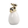 Easter Bunny Figurine Modern Ceramic Gold Rabbit On Egg Ornament for Spring Farmhouse Home Office Fireplace Tabletop Centerpiece