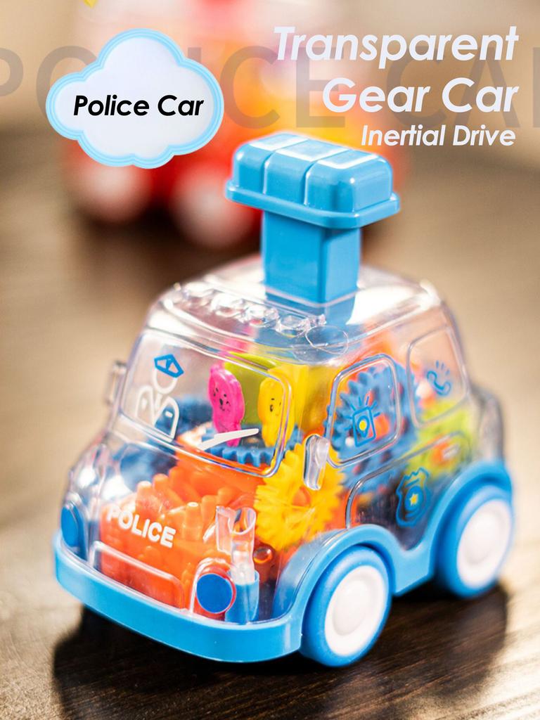 Pull-back Cartoon Car Toy for Kids 1-3 Years Transparent Inertia Sliding Puzzle Gift for Boys Girls