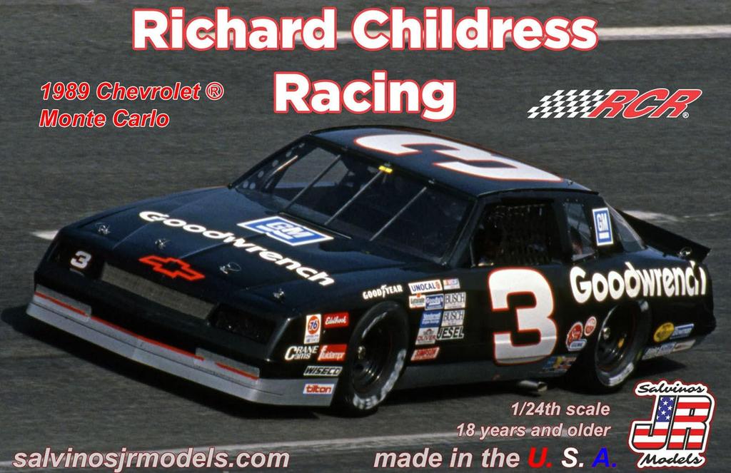 Salvinos Models Scale Richard Childress Racing GM Goodwrench Chevrolet Monte Carlo NASCAR 1989 Plastic Model Kit Jr. 1/24 #3 (RCMC1989P)